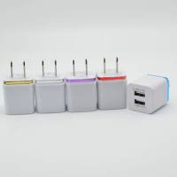 500pcs 5V 2.1A 1A Fast Dual USB Wall Charger US Adapter for iPhone 11 iPad Samsung S9 S8 Plus Xiaomi Mi10 Mobile Phone Chargers