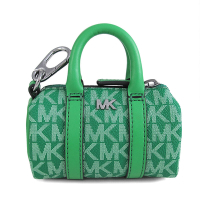 MICHAEL KORS GIFTING 銀字MK防刮滿版縮小版波士頓吊飾零錢小物包(棕梠綠色)