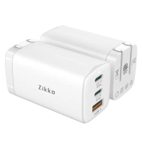 【ZIKKO】65W GaN氮化鎵PD三孔快充充電器+C to C快充線組合包