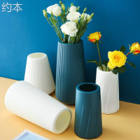 塑料花瓶透明仿玻璃防摔塑膠樹脂富貴竹水養水培客廳插擺件矮寬口