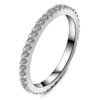 Au750 18พันทองคำขาวแต่งงานวงเต็มนิรันดร์0.23Ct Moissanite แหวนเพชรสำหรับผู้หญิงที่มีคุณภาพหรูหรา