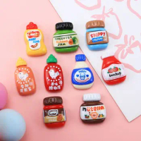 9Pcs/set Cute Drink Bottle Fridge Stickers Drink Bottle Resin Seasoning Bottle Miniatures Mini Glossy DIY Food Toy