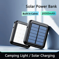 20000mAh Portable Solar Power Bank Mini Powerbank for iPhone 15 14 Samsung Xiaomi Huawei External Battery Pack Charging Station