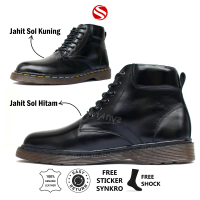 Synkro Gate Sepatu Boots Pria 6 Hole Kulit Asli Warna Hitam Ukuran 38-44 Kerja Shoes