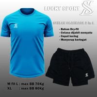 Stelan Jersey dan Celana Pendek Sport Olahraga Lari Running Voli Futsal Gym Badminton Tenis Joging S