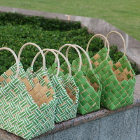 新品竹編野餐手提籃端午節包裝送禮籃水果采摘籃禮品包裝籃收納籃