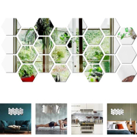 3D Mirror Wall Sticker Hexagon Acrylic Self Adhesive Mosaic Tile Decals Removable Wall Sticker DIY Home Decor Art Mirror