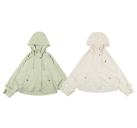 KANGOL 外套 米白 淺綠 連帽 短版 風衣外套 女 63521420-