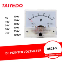 85C1 DC Voltage Meter Pointer Voltmeter Panel Volt Meter 5V 10V 50V 75V 100V 300V 750V