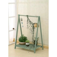 實木折疊花盆花架子（單件ZM004復古綠 鞦韆架（長73cm，寬42cm，高92cm） 