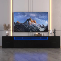 TV Console with Storage Cabinets, Remote, APP Control 82.7 inch Long LED TV Stand, Full RGB Color Selection, 31 Modes Changing L