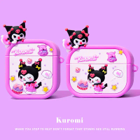 Anime Kuromi Sanrio Cecair Silikon Airpods Sarung Bluetooth Fon Telinga Tanpa Wayar Sarung Lembut Se
