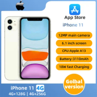 Apple iPhone 11 Original iOS Mobile Phone 6.1inch A13 Bionic 4GB RAM 64GB/128GB/256GB ROM Hexa Core 12MP NFC 4G LTE used phone