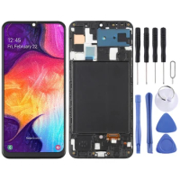 OLED LCD Screen for Samsung Galaxy A50 SM-A505 Digitizer Full Assembly with Frame Display Phone Touch Screen Repair Replacement