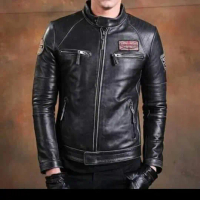 jaket kulit hitam.bordir custom./polos