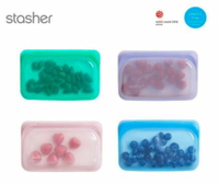 美國Stasher 白金矽膠密封袋-長形(藍寶石/碧綠/玫瑰石英粉/紫外光)