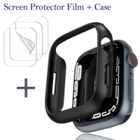 Screen Protector Film+Case for Apple Watch 45MM 41MM 40MM 44MM 42mm 38mm Protective Cover Soft Film for iWatch 9 8 7 6 SE 5 4 3