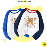 4LOVA Áo thun dài tay thu đông in hình Capybara chất thun cotton 4LOVA cho bé trai và bé gái thoải m