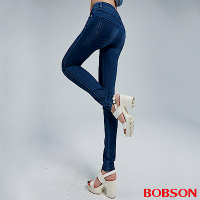 BOBSON 女款優質觸感緊身深藍牛仔褲