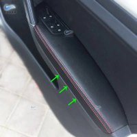 สำหรับ VW G Olf 7 2014 2015 2016 2017 2018 4ชิ้นรถที่เท้าแขนประตูแผงไมโครไฟเบอร์ปกหนังตัด