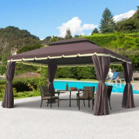 Canopy, 10' X 13' Patio Gazebo, Outdoor CanopyS Shelter with Netting and Curtains, Canopy