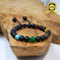 Rizacraft Gelang Natural Batu Alam 7 Cakra Batu Kristal Asli 100% Cewek Cowok Pria Wanita Keren Vint