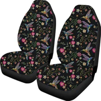 Forchrinse Hummingbird Floral Car Seat Cover,Soft Front Seat Cover Auto Bucket Seat Protector Universal Fit for SUV Truck Van,Se