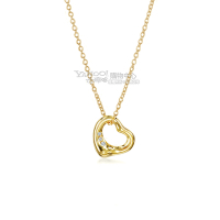 Tiffany&amp;Co. 經典愛心鑲3鑽18K黃金項鍊(小)