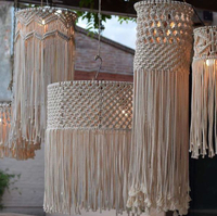 北歐風波西米亞純手工編織吊燈燈罩民宿樣板房咖啡餐廳空中裝飾