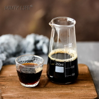 咖啡館玻璃杯手沖分享壺套裝飲品分享杯錐形帶嘴刻度咖啡杯錘紋杯