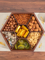 【家裡來客必備】木質糖果盒中式分格帶蓋客廳創意桌面密封收納盒瓜子零食點心果盤