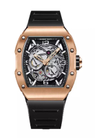 Bonest Gatti 自動中性不鏽鋼手錶，橡膠錶帶