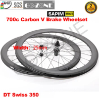 700c Carbon Wheelset Light High TG Clincher Tubeless Tubular DT 350 Sapim UCI Approved Carbon Road Rim Brake Wheels