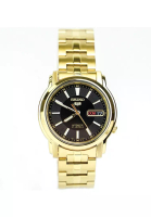 Seiko Seiko 5 Men's Automatic Watch SNKL88K1 See-thru Back Black Dial Gold-Tone Stainless Steel Bracelet Watch for mens