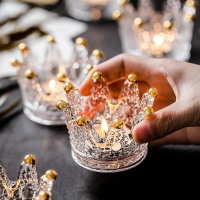 玻璃皇冠美妝蛋收納盒首飾架戒指收納浪漫表白燭臺桌面收納整理