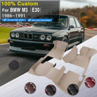 RHD Car Floor Mat For BMW M3 E30 1986~1991 5 Seats Coupé Leather Floor Mats Full Cover Carpet Protector Mud Car Accessories Inte