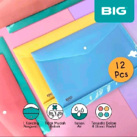 (1 PAK ISI 12 PCS) BIG Map Kancing F4 / Map Kancing Pastel Folio Plastik Dokumen / File Folder MF-83
