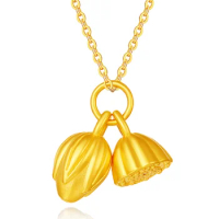 24k pure gold pendant 999 real gold lotus pendants for women fine gold jewelry accessories