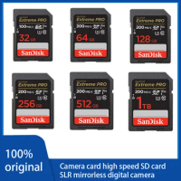 SanDisk Extreme PRO SD Card 64G 128G 256G 512G U3 4k Read up to 200MB/s C10 V30 UHS-I SDHC / SDXC Memory Cards for Camera