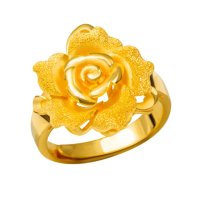 【金品坊】黃金戒指鑽莎瑰麗玫瑰花 2.49錢±0.03(純金999.9、純金戒指)