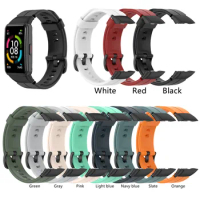 Silicone 16mm Width Strap with Metal Connectors For Huawei Honor Band 6 Smart Watch Wrist Premium Fitness Tracker Watchband Brac