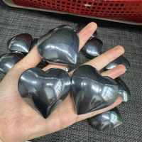 Natural Stone Quartz Crystal Polished Gemstone Terahertz Heart Carved Craft Healing Reiki Decoration