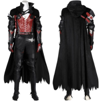 Halloween FF7 Rebirth Clive Rosfield Cosplay Outfit With Armor Straps Adult Men Costume Black Cape