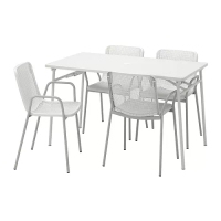 TORPARÖ 戶外餐桌椅組, 白色/白色/灰色, 130 公分