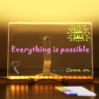 DIY acrylic painted table lamp, glowing message board, stall atmosphere light, LED writing board, ni