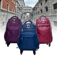 DF Queenin 商務洽公16吋旅行多功能防潑水拉桿登機行李包-共3色