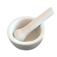 White Granite Mortar &amp; Pestle Natural Stone Grinder for Spices, Seasonings, Pastes, Pestos and Guacamole 90mm-Dia