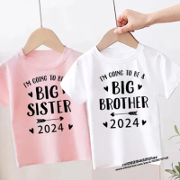 I'm Being Promoted To Big Sister/Brother 2024 Baby Announcement T Shirt Kids T-Shirt Children Tops Toddler Tshirt Summer Clothes