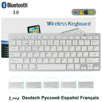 Mini Bluetooth 3.0 Keyboard Slim English Russian French Spanish Japanese Arabic German Wireless Keyboard For Android Windows Mac