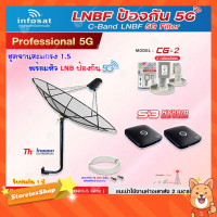 Thaisat C-Band 1.5M (ขางอ 100 cm.Infosat) + Infosat LNB C-Band 5G 2จุด รุ่น CG-2 + PSI S3 HYBRID 2 ก